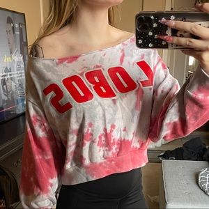 PINK off the shoulder cropped sweatshirt UNM|Lobos